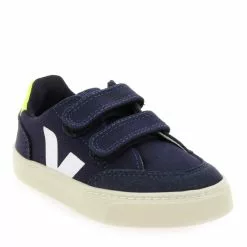 Veja SMALL V12 VELCRO CANVAS - Marine Jaune Marine Jaune