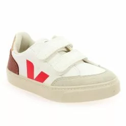 Veja SMALL V12 VELCRO - Blanc Jaune Blanc Jaune